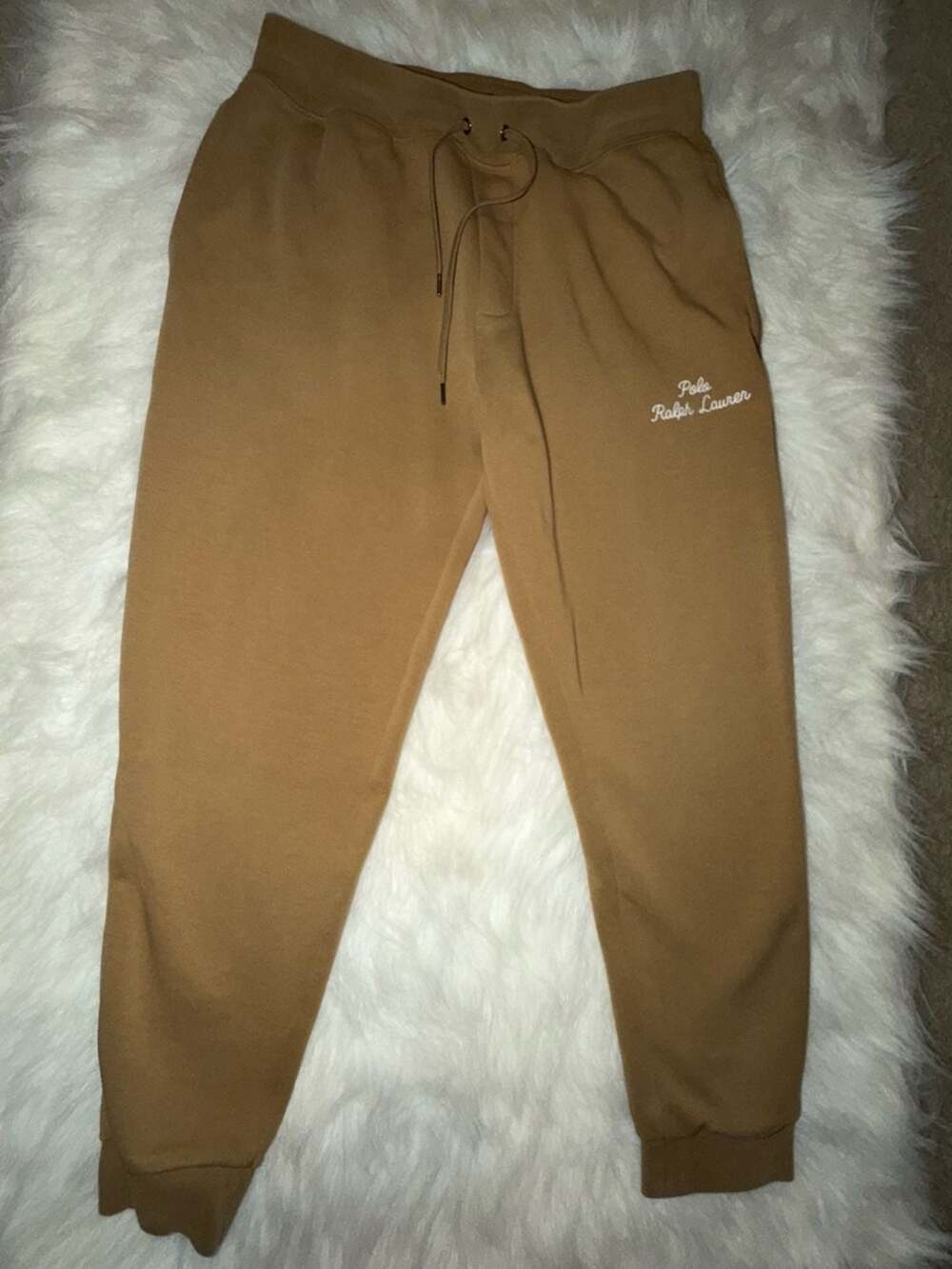 Polo Ralph Lauren Jogger Sweatpants Size M Tan Double Knit